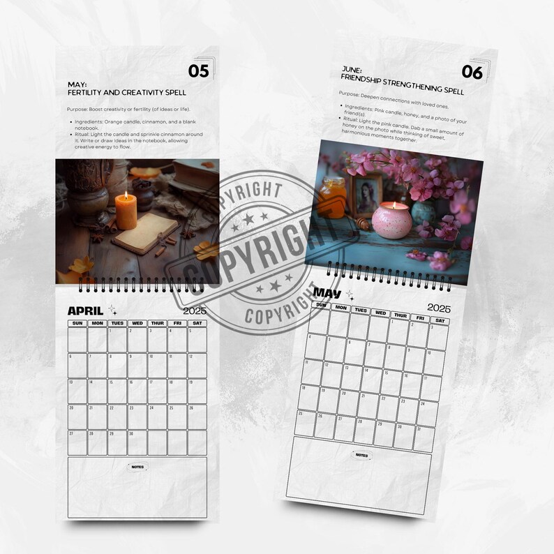 2025 Witchy Calendar 12 Month Calendar Wiccan Calendar Witchcraft