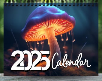 2025 Mushrooms Calendar | 12 Month Calendar | Botanical Calendar | Wall Calendar | Monthly Calendar | Moon Phase Calendar | Nature Calendar