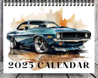 2025 Vintage Car Calendar | 12 Month Calendar | Man Cave Décor | Wall Calendar | Monthly Calendar | 2025 Car Calendar | Muscle Car Calendar