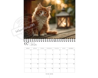 Calendrier Mural 2026, Agenda A3, Avec 13 Impressions D'art De Chat, Cadeau Pour Les Amoureux Des Chats - France