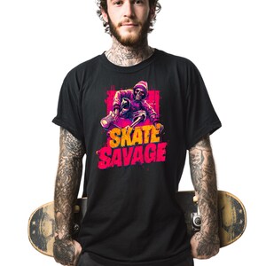 Skate Savage T-Shirt | Edgy Skater Tee for Streetwear Fans, Unisex Skateboarding Shirt with Graphic Art, Cool Urban Skate Style