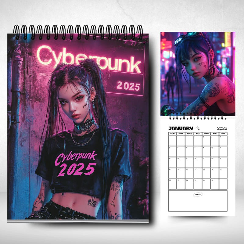 2025 Calendar Cyberpunk Etsy