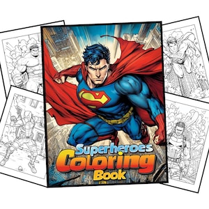 Libro da colorare sui supereroi: 49 pagine di fumetti stampabili (download digitale)
