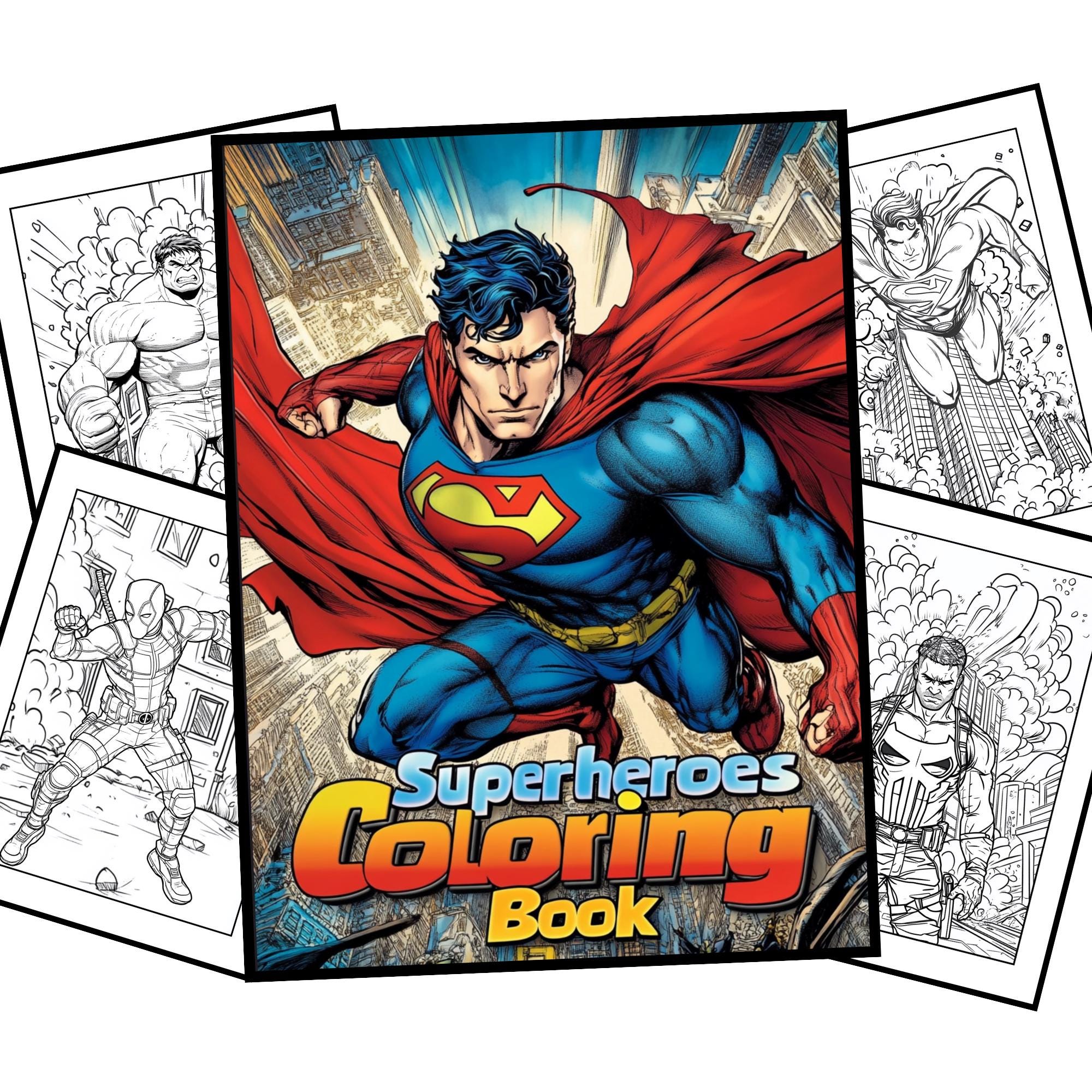 Páginas para colorear de superhéroes | 49 dibujos imprimibles | Libro de colorear infantil | Descarga digital | PDF 8.5x11