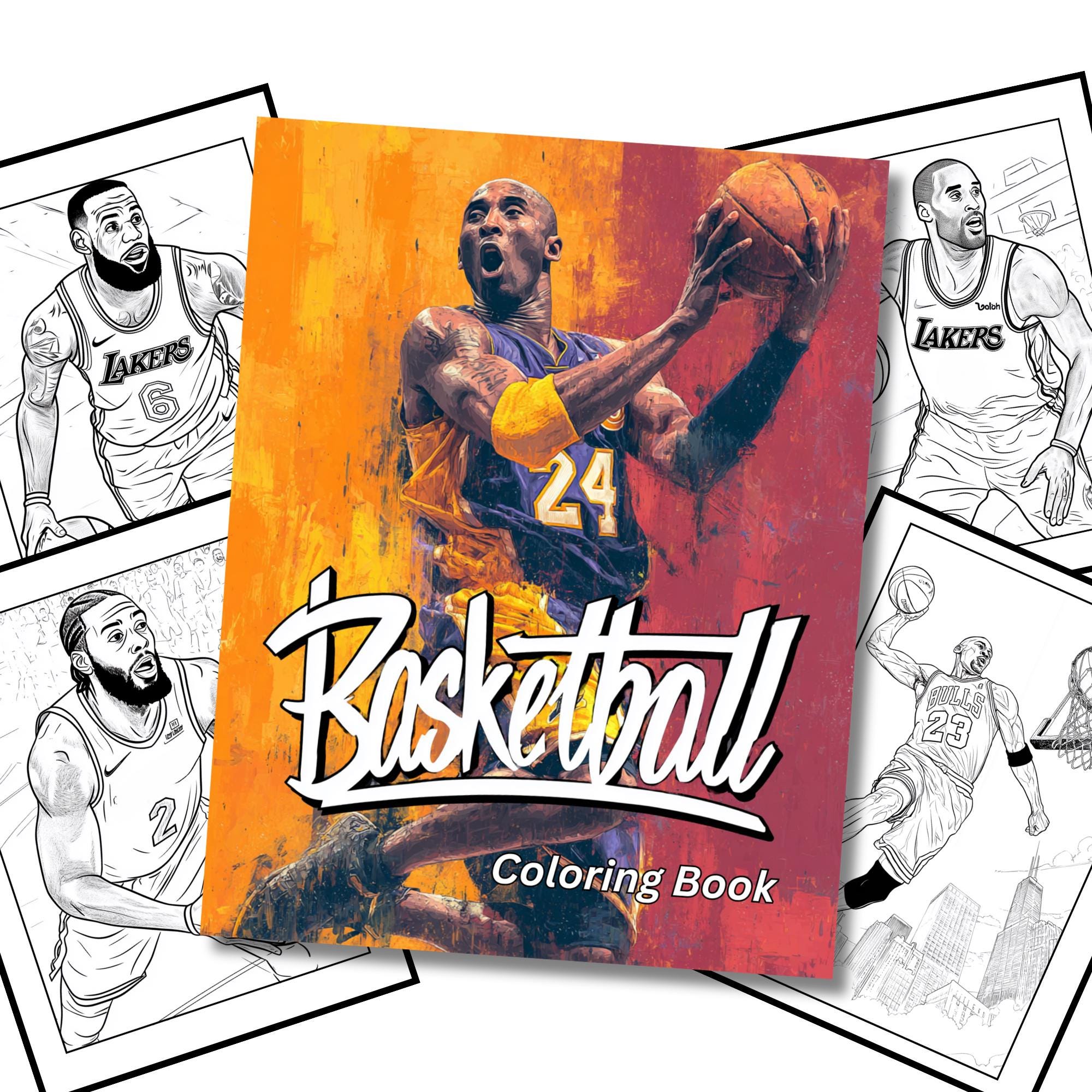 Kleurplaten basketbal: 40 B-Ball All Stars grijstinten kleurplaten voor  kinderen, tieners en volwassenen - Etsy België, image size:2000x2000