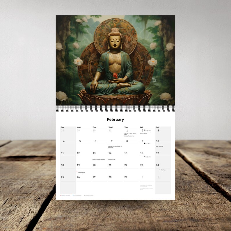 Peaceful Buddha 2024 Calendar 12 Month Calendar Spiral Calendar Wall