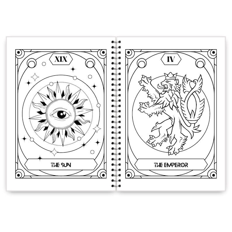 Major Arcana Tarot Coloring Book for Adults & Teens - 25 Mystical Grimoire-Style Bold Coloring Pages image 9