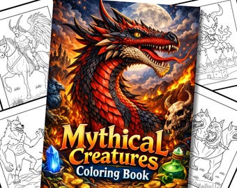 Mythical Creatures Coloring Pages: 50 Fantasy Designs (Digital Download)