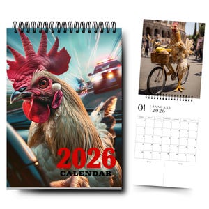 2026 Chicken Calendar | 12 Month Calendar | Animal Lover Calendar | Silly Calendar 2026 | Quirky Gift Idea | Wall Calendar | Funny Calendar