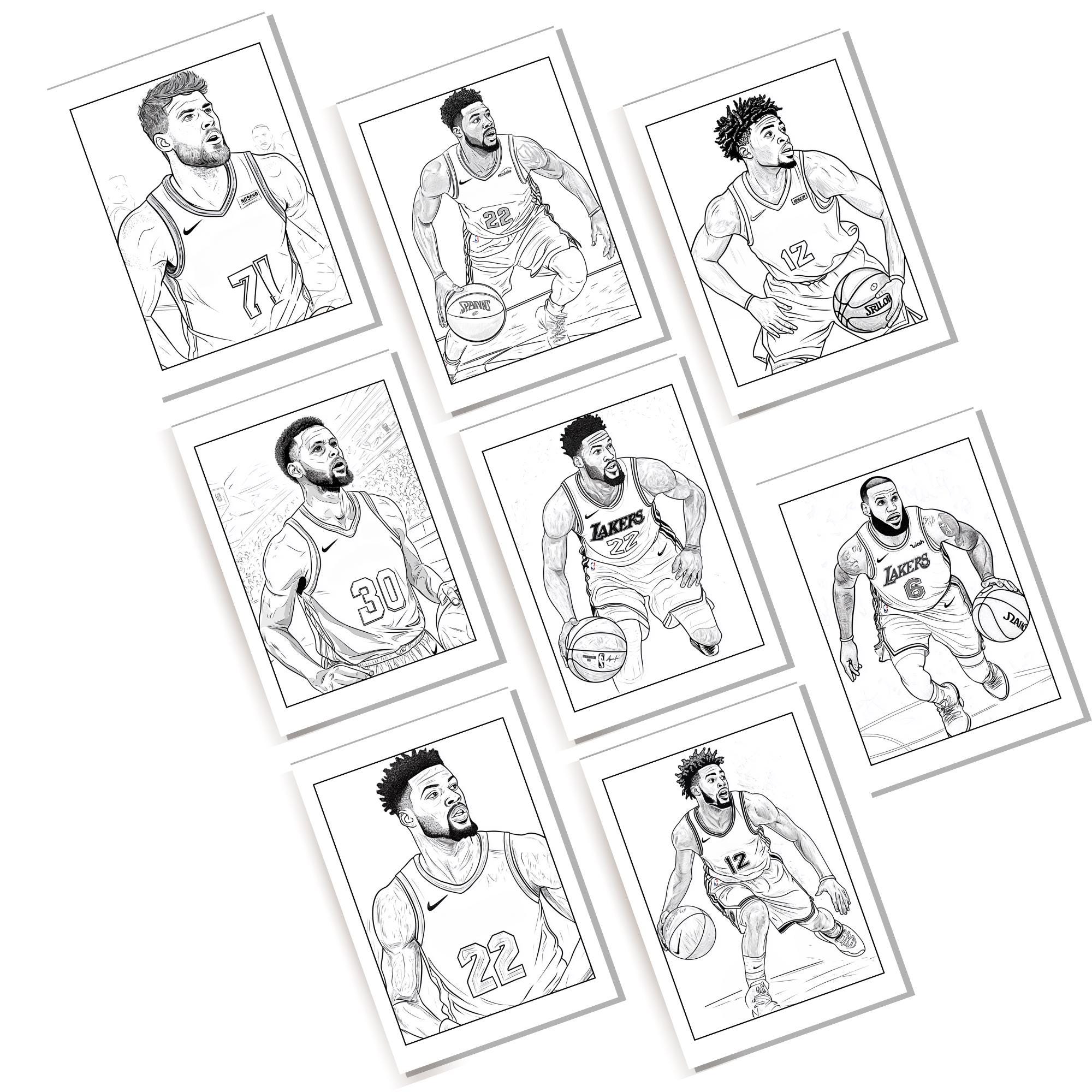 Kleurplaten basketbal: 40 B-Ball All Stars grijstinten kleurplaten voor  kinderen, tieners en volwassenen - Etsy België, image size:2000x2000