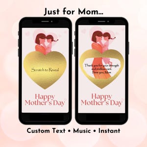 Mother’s Day Digital Scratch Card, Happy Mother’s Day Reveal, Custom Message Scratch Off, Instant Download