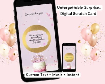 Birthday Scratch Card with Confetti and Cake, Digital Interactive Card