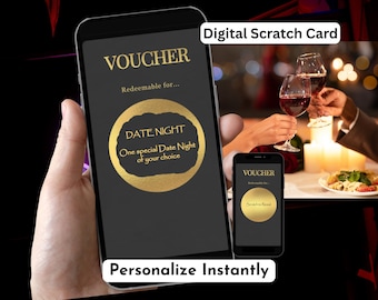 Carte à gratter numérique, bon cadeau personnalisé, carte cadeau à découvrir