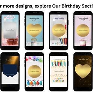 Elegant Birthday Gift Reveal Scratch Card, Gold Celebration Digital Card image 2