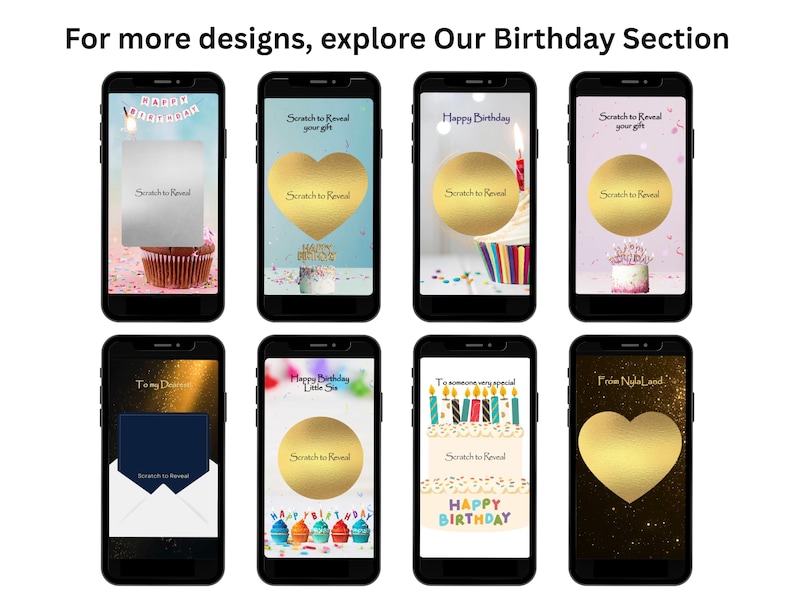 Elegant Birthday Gift Reveal Scratch Card, Gold Celebration Digital Card image 2
