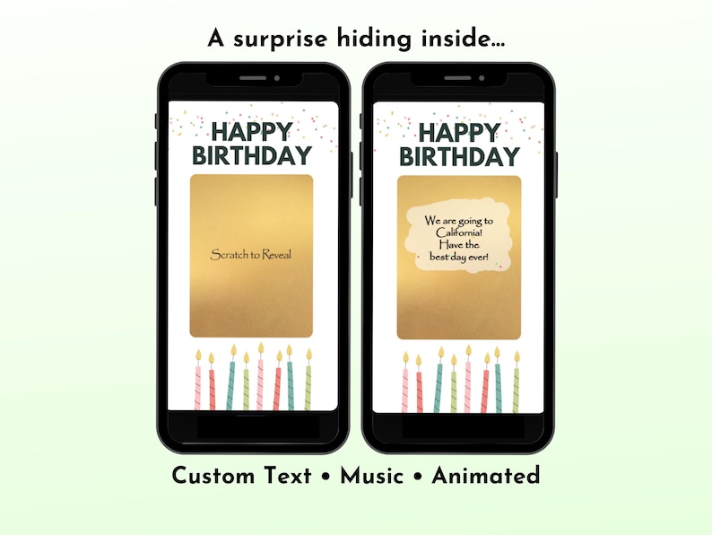 Elegant Birthday Gift Reveal Scratch Card, Gold Celebration Digital Card image 1
