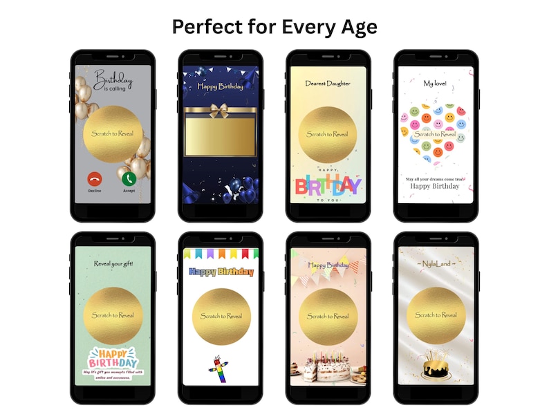 Elegant Birthday Gift Reveal Scratch Card, Gold Celebration Digital Card image 3