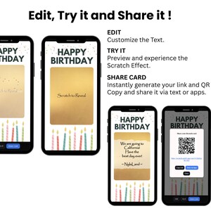 Elegant Birthday Gift Reveal Scratch Card, Gold Celebration Digital Card image 4