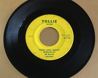 Fehler A-Seite, (TWIST AND SHOUT) Label auf beiden Seiten. Einzigartige Beatles Tollie-Platte, die im Februar 1964 veröffentlicht wurde.