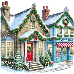 Christmas Village Cross Stitch Pattern, Holiday Decor (PDF Digital Download)