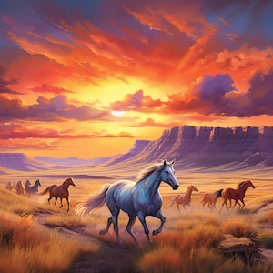 Cross Stitch Horses #1 Counted Cross Stitch Pattern Wall Decor DIY Gift PDF Digital Download Wildlife Cross Stitch Animal Needlework