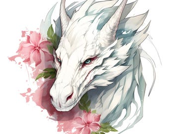 Floral Dragon 5 Cross Stitch Pattern, Fantasy Decor (PDF Pattern)