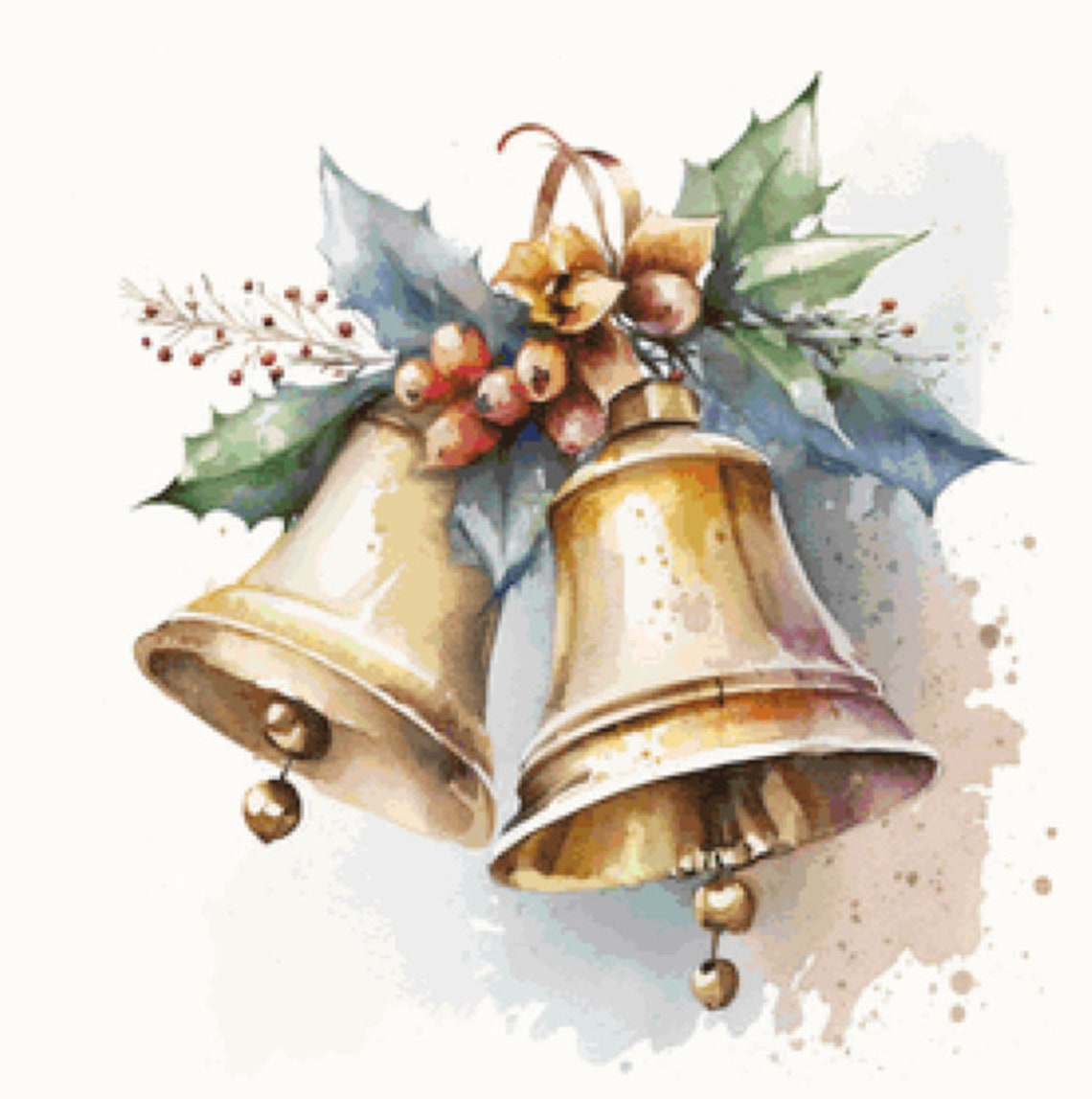Cross Stitch Christmas Bells Watercolor 2 PDF Counted Cross Stitch ...