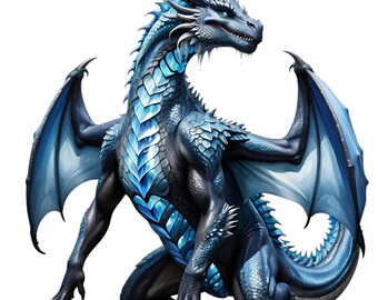 Blue Dragon Cross Stitch Pattern, Fantasy Art (PDF Download)