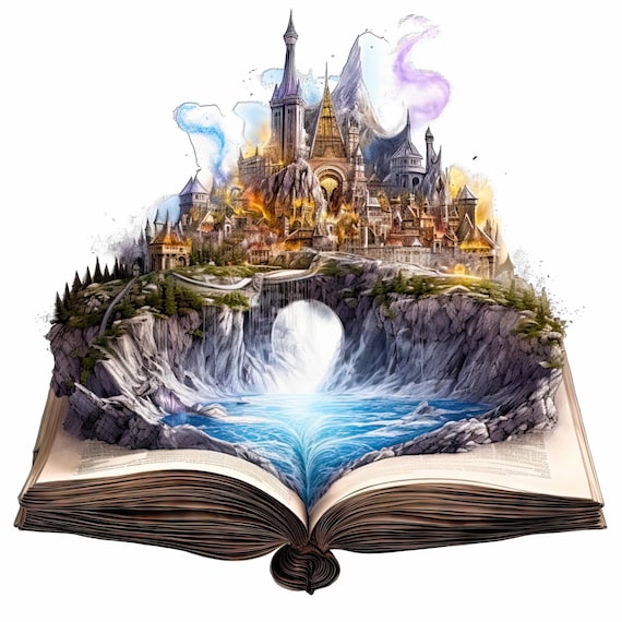 Fantasy Book Art Cross Stitch Pattern, DIY Kids Room Decor (PDF)