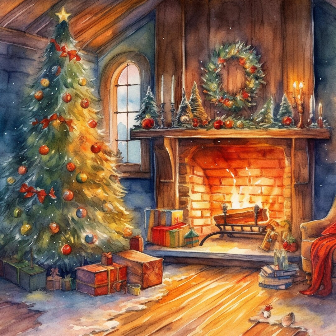 Cross Stitch Christmas Livingroom Watercolor 10 PDF Counted Cross ...