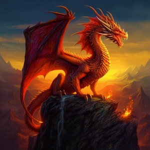 Cross Stitch Fantasy Red Dragon #2 PDF counted cross stitch dragon pattern DIY Gift for him Gift for her Instant digital download
