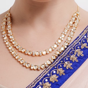 Two Layered Polki Necklace Set, Polki Necklace Set, Uncut Polki Necklace Set, Sabyasachi necklace set, Victorian Polki Necklace Set