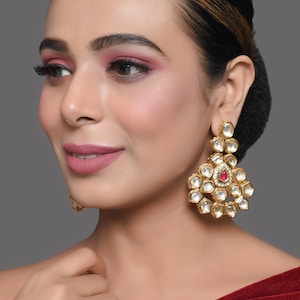 Kundan Ohrstecker, Ethnischer Schmuck, Kundan Ohrringe, Kundan Ohrringe, Kundan Chandbali, Kundan Ohrringe