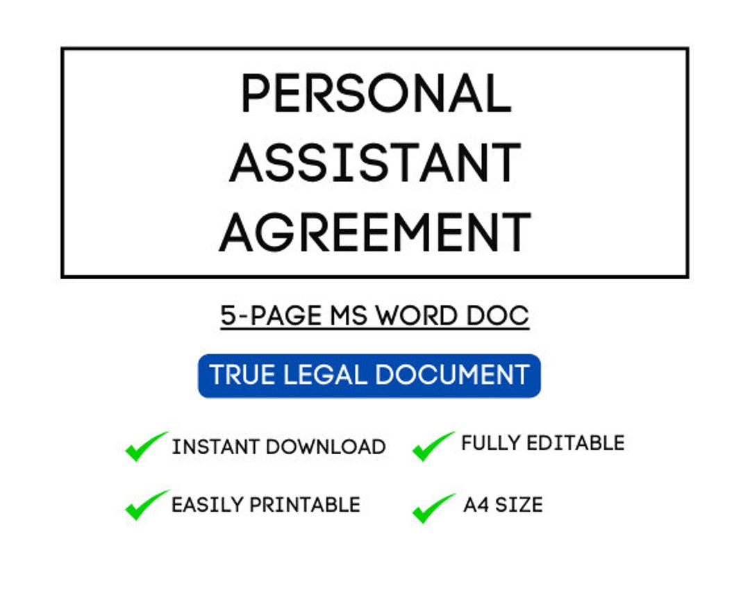 Professional Personal Assistant Agreement Template - Etsy
