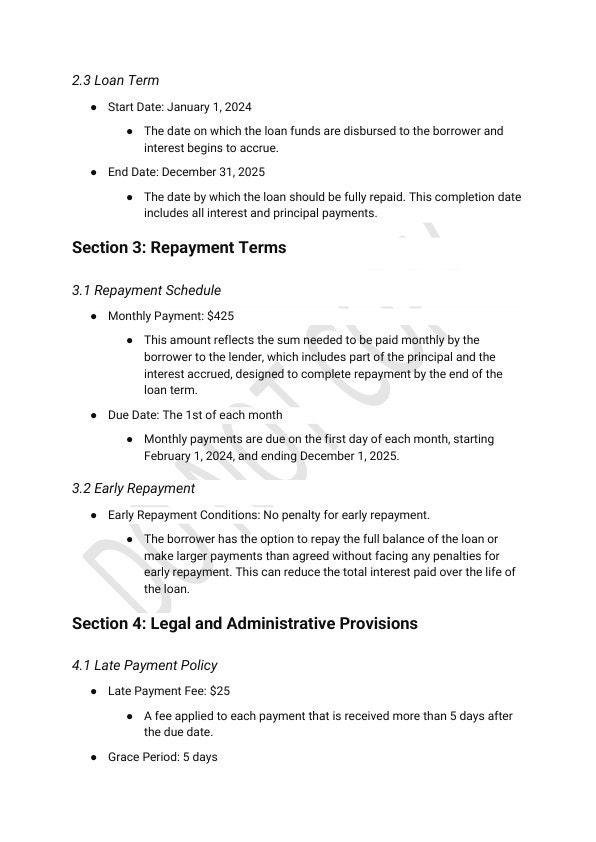 Simple Payment Agreement Contract Template - Etsy