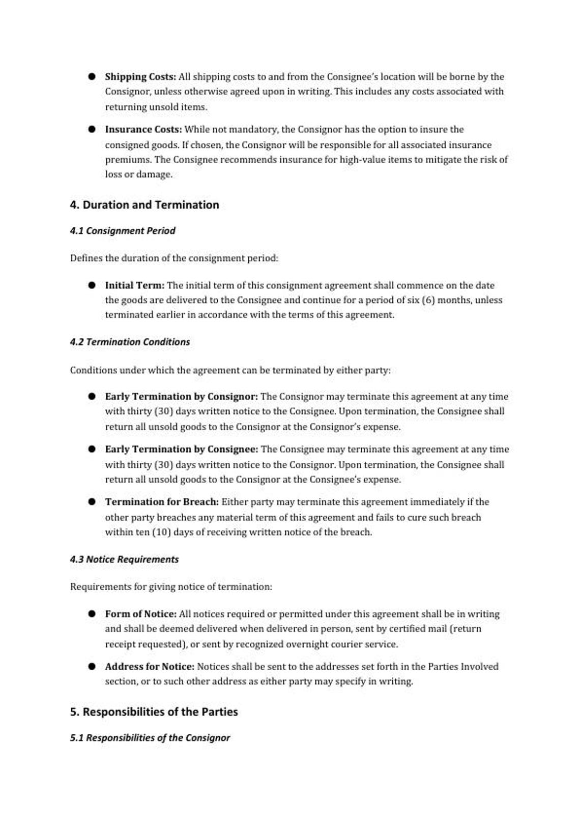 Consignment Agreement Template - Professional and Customizable - Etsy