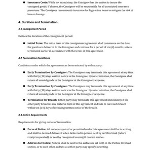 Consignment Agreement Template - Professional and Customizable - Etsy