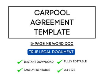 Plantilla de acuerdo de viaje compartido para viajes compartidos