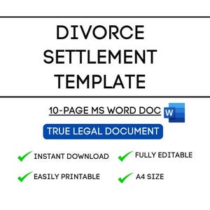 Divorce Settlement Agreement Template - Comprehensive and Easy to Customize