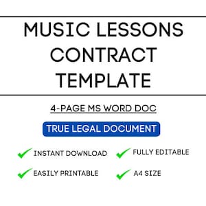 Music Lessons Contract Template - Customizable