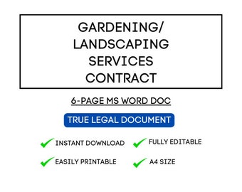 Szablon umowy o usługi ogrodnicze/projektowanie krajobrazu – elegancki i szczegółowy