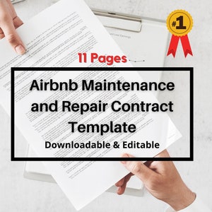 Short-Term Rental Airbnb VRBO Maintenance and Repair Contract Template - Downloadable PDF