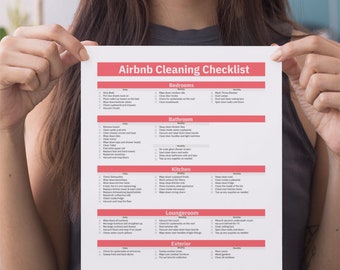 Szablon listy kontrolnej sprzątania do wydrukowania dla wynajmów wakacyjnych, Airbnb, VRBO