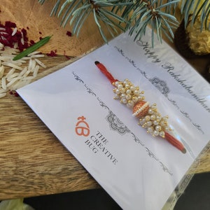 Red beaded rakhi | raksha bandhan | handmade | customized | personalized | crystals | gems | indian bracelet | rakhi for brothers | rakhari