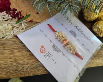 Red Beaded Rakhi | Handmade Indian Bracelet for Raksha Bandhan