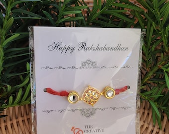 Fine  Red Rakhi | Raksha Bandhan | Handmade | Customized | Personalized | Crystals | Gems | Indian Bracelet | Rakhi for brother | Rakhri