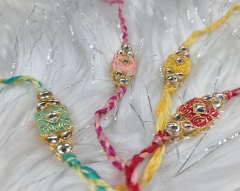 Rakhi for brother | metal rakhi | raksha bandhan | handmade | customized | personalized | crystals | gems | indian bracelet