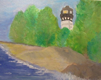 To the Lighthouse - Cana Island WI Painting - Acrylic Landscape