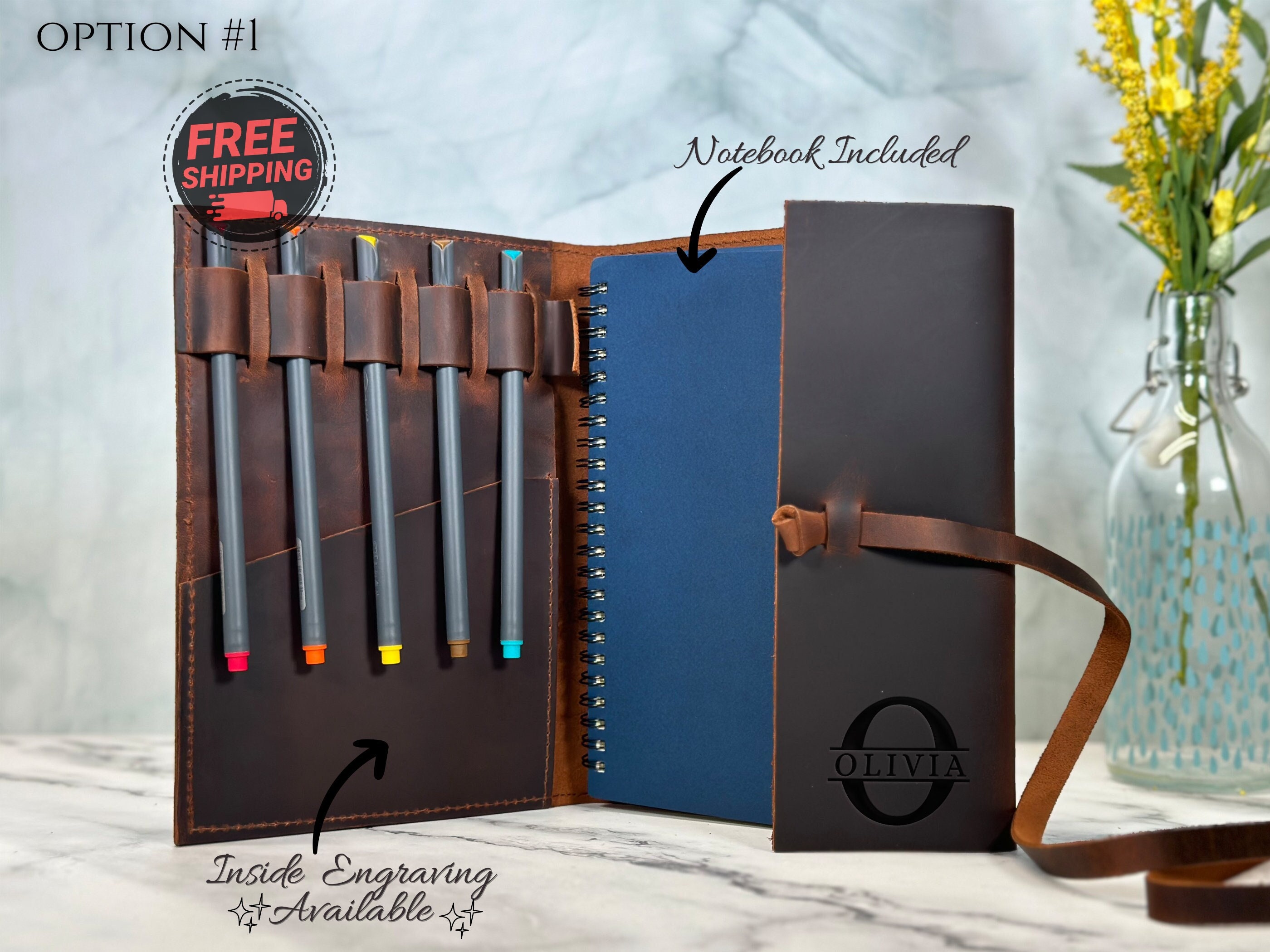 Custom Sketchbook Gift, Unlined Journal, Leather Journal