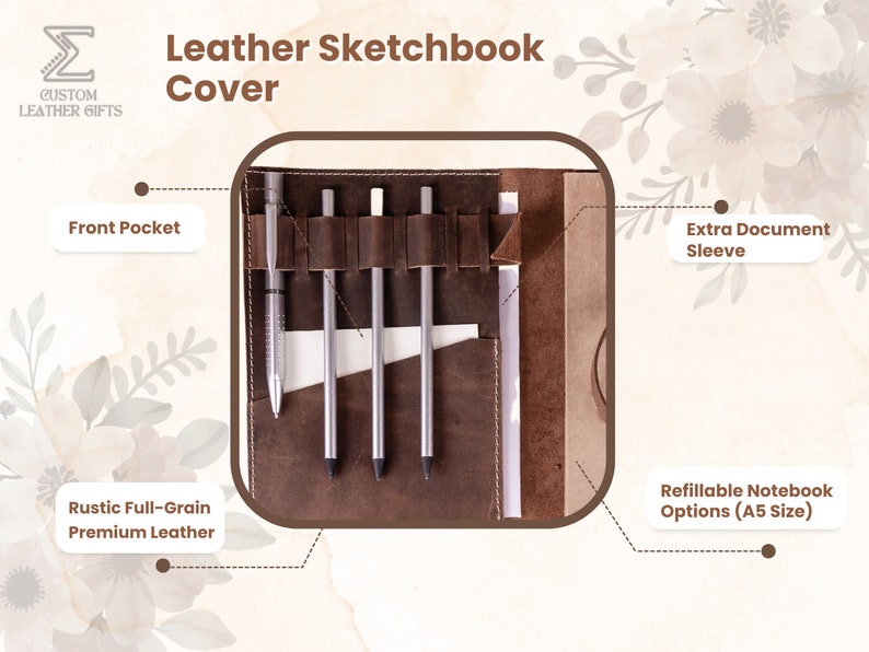 Personalized Leather Sketchbook Binder Personalized Journal Etsy